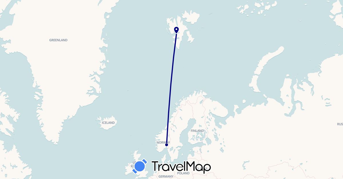 TravelMap itinerary: driving in Norway, Svalbard and Jan Mayen (Europe)